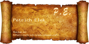 Petrich Elek névjegykártya