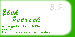 elek petrich business card